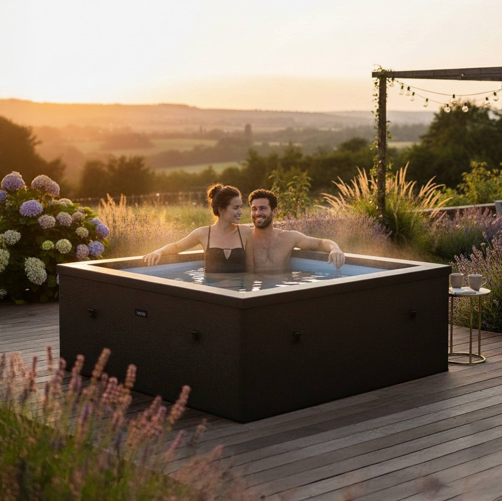 Wave Garda | 4-Person Eco Foam Tub | Integrated Heater | Charcoal Black