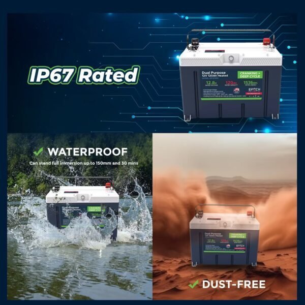 12V 120AH Group 27 LiFePO4 Battery Cranking & Deep Cycle Lithium Battery (Dual Purpose)