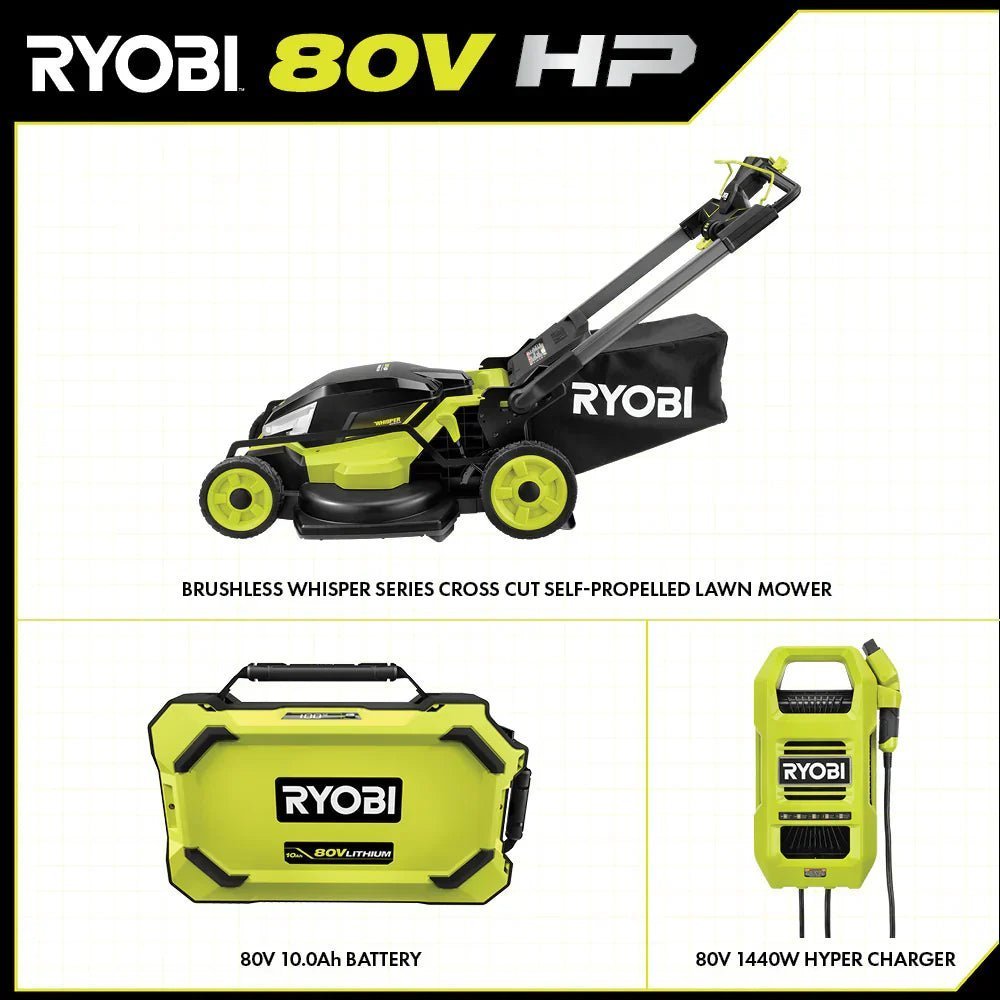 RYOBI 80v Hp brushless 30" self-propelled dual-blade lawn mower kit