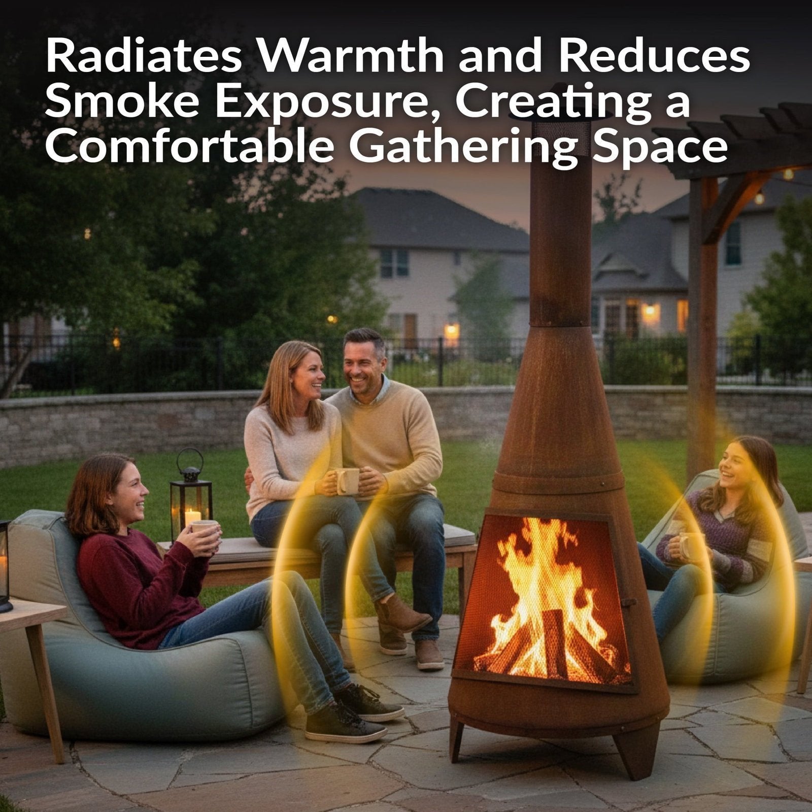 Sunnydaze 70" Rust Patina Finish Steel Wood-Burning Chiminea with Spark Screen