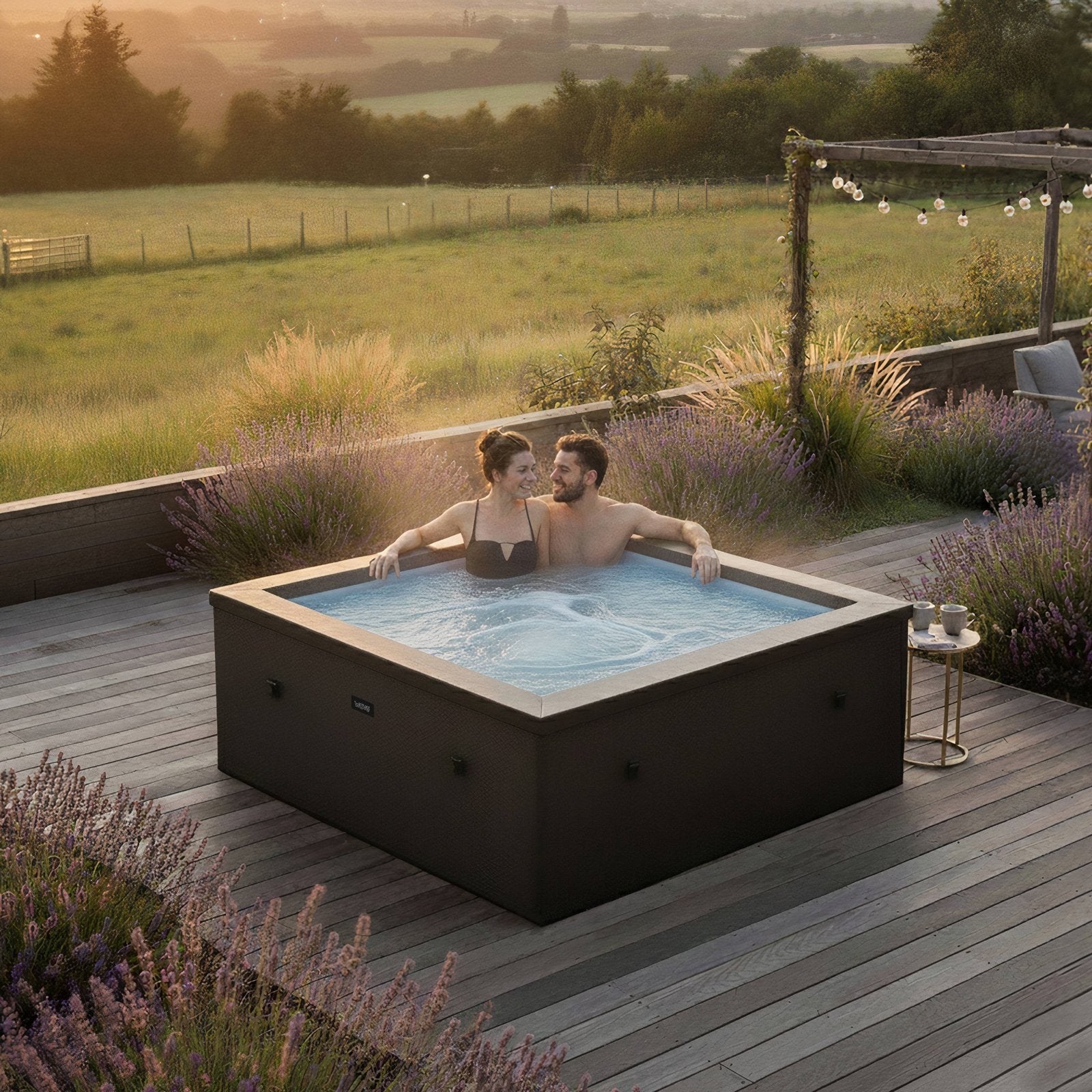 Wave Garda | 4-Person Eco Foam Tub | Integrated Heater | Charcoal Black
