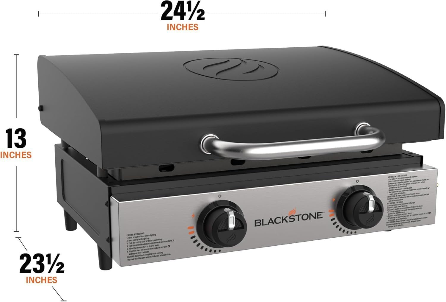 Blackstone 22" Portable Tabletop Griddle – Dual Burner Flat Top Grill, 24,000 BTU Propane with Stainless Steel Faceplate & Rear Grease System