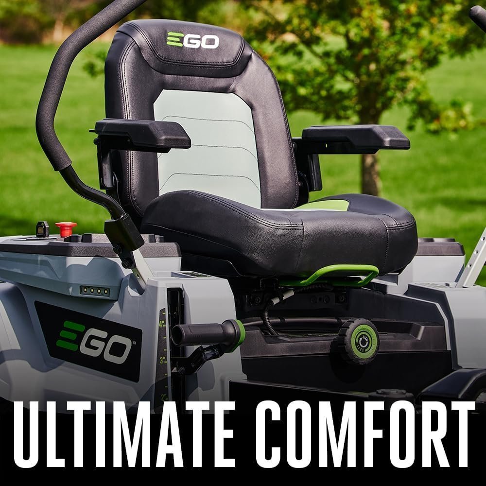 EGO Power+ Electric Riding Lawn Mower, 42" Deck with Zero Turn Radius, Includes (4) 56V 10.0Ah Batteries and Charger – ZT4204L