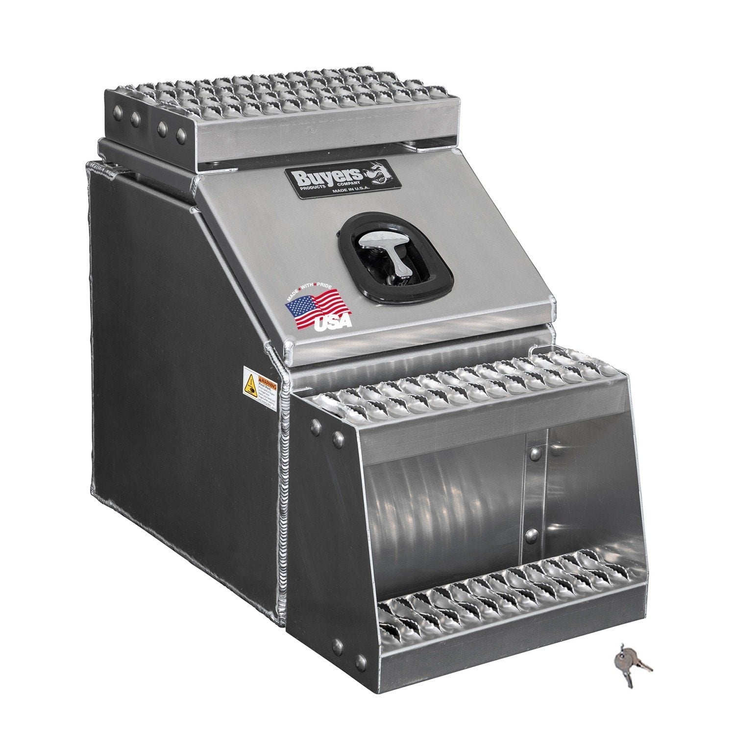 Buyers Products 28-in x 24-in x 19-in Smooth Aluminum Step Box Truck Tool Box 1705285