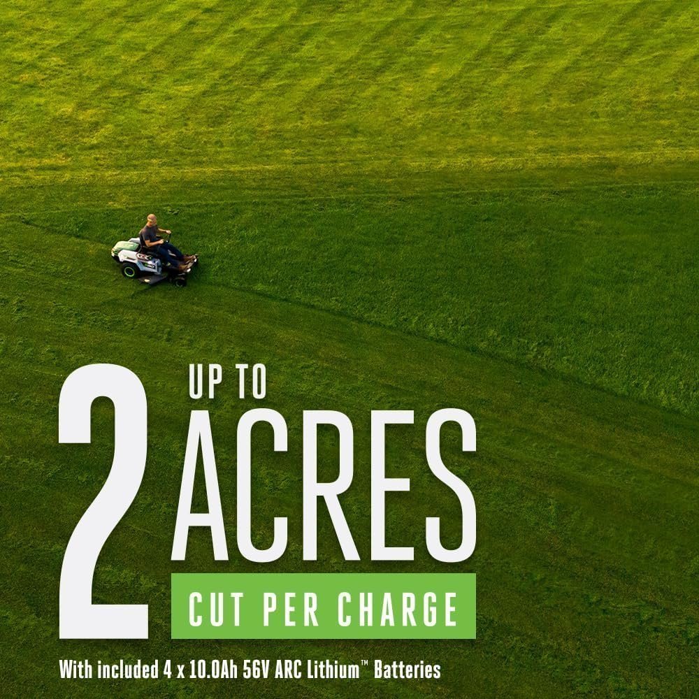 EGO Power+ Electric Riding Lawn Mower, 42" Deck with Zero Turn Radius, Includes (4) 56V 10.0Ah Batteries and Charger – ZT4204L