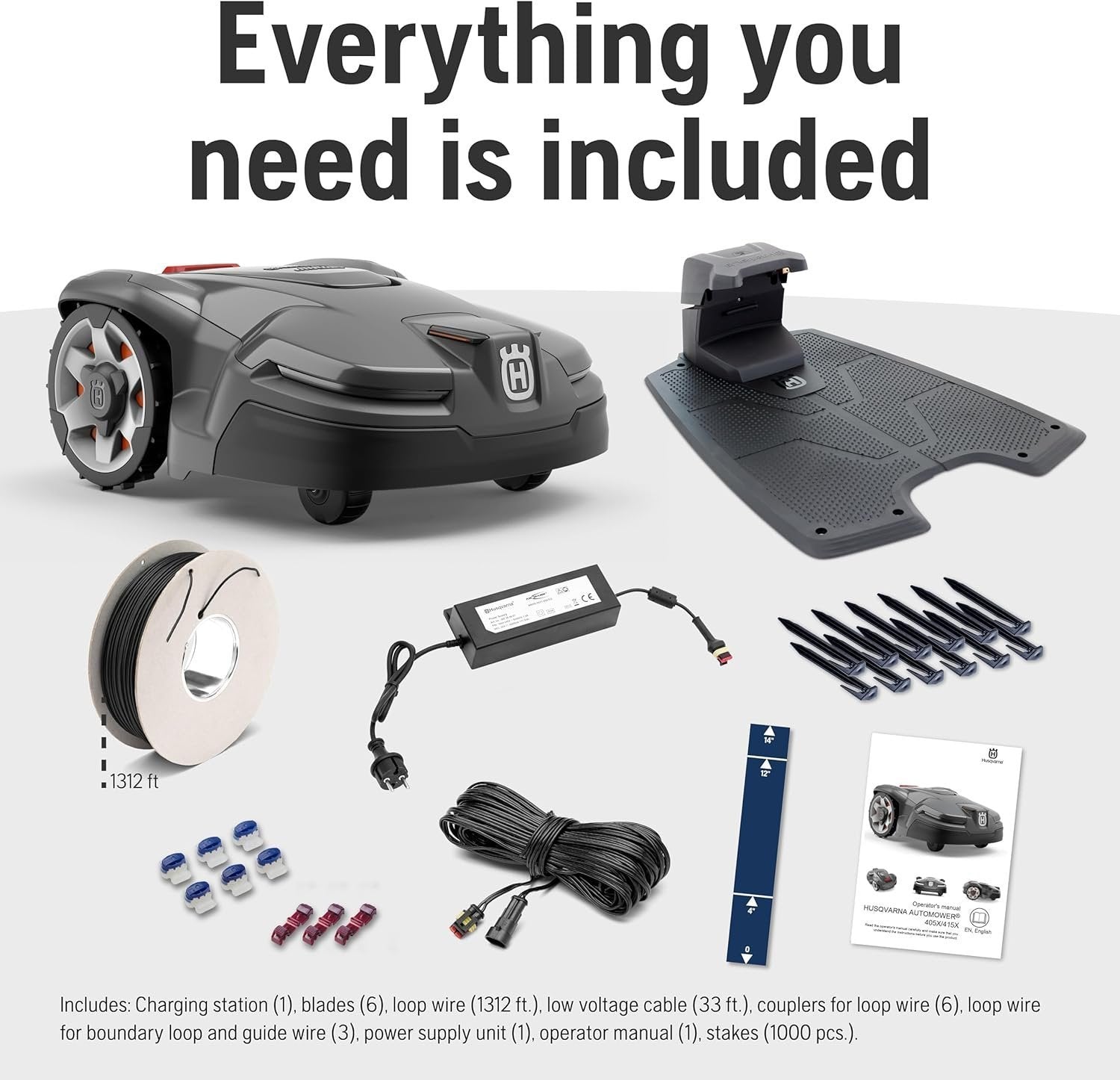 Husqvarna Automower 415X Robotic Lawn Mower with GPS, Self-Installation, 0.4 Acre