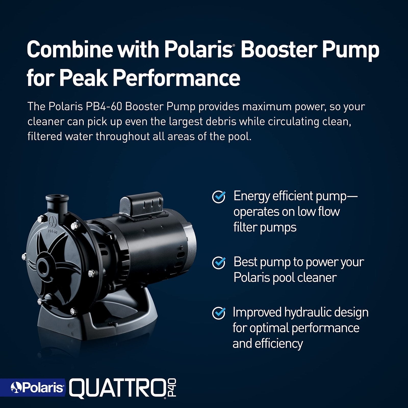 Polaris Quattro P40 Pressure Side Pool Cleaner for All In-Ground Pool Surfaces, Large-Capacity Dual Filtration Canister, 31′ Hose & Transparent Lid...