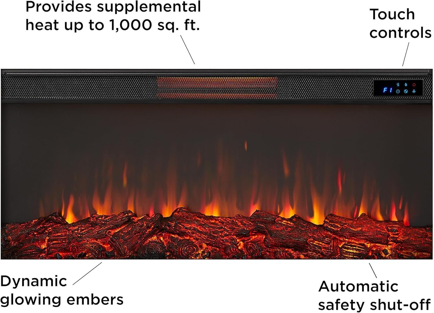 Real Flame Malie 68" Electric Fireplace with Mantel & Remote Control