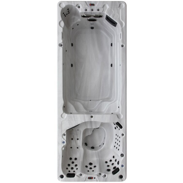Canadian Spa Co 17 – Person 73 – Jet Acrylic Rectangular Tub with Ozonator and Built-In Speaker in Sterling Silver, Walnut