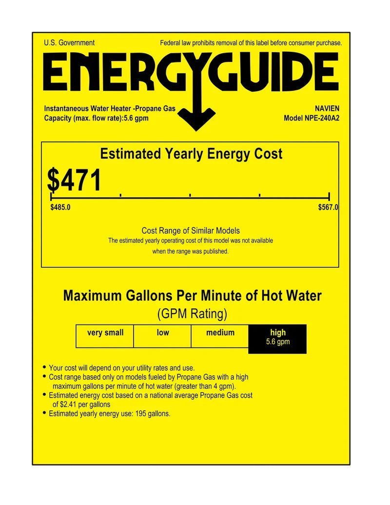 Navien NPE-240A2 High efficiency Condensing Tankless Water Heater