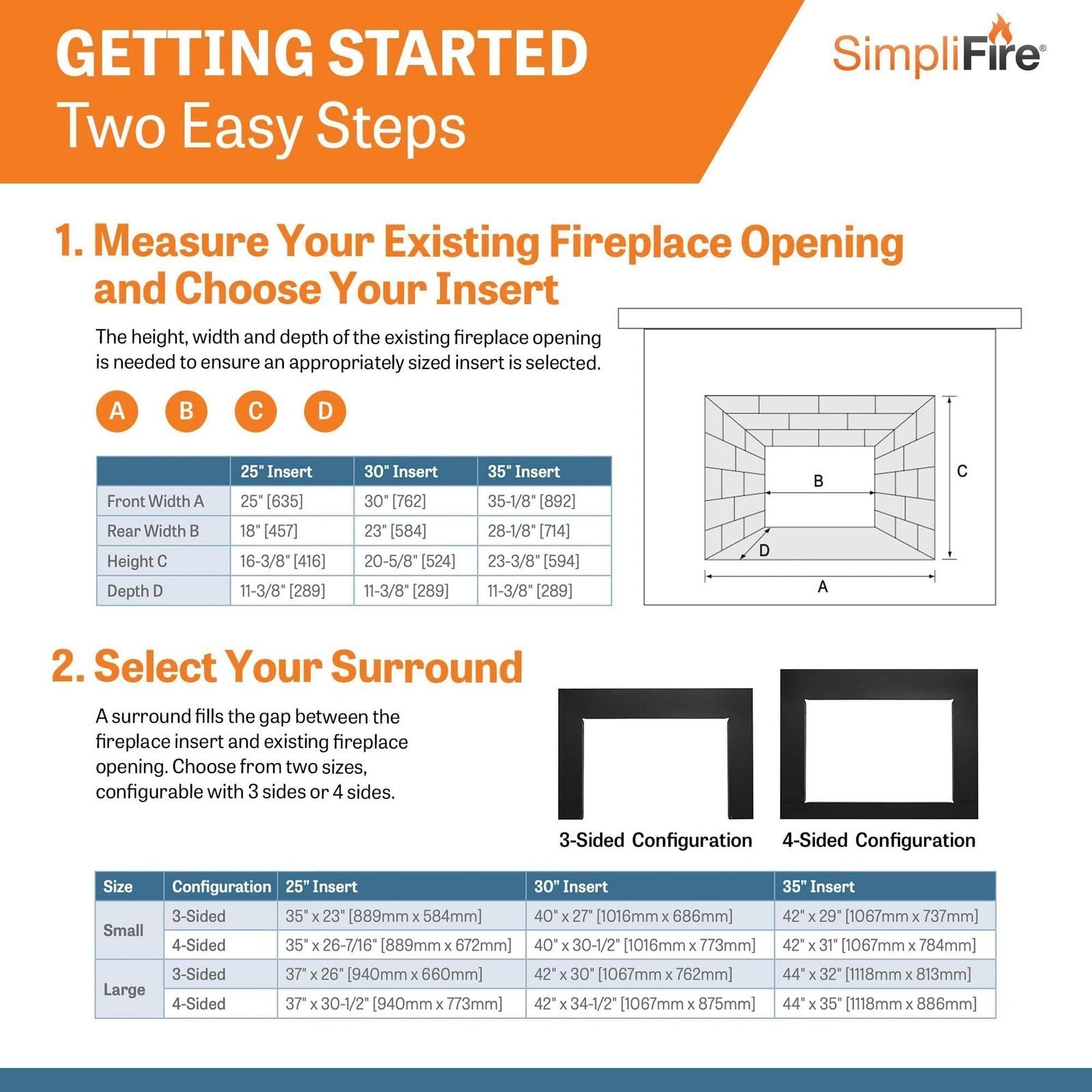 SimpliFire 30-In Electric Fireplace Insert with LED Flame and Multi-Color Ember Bed