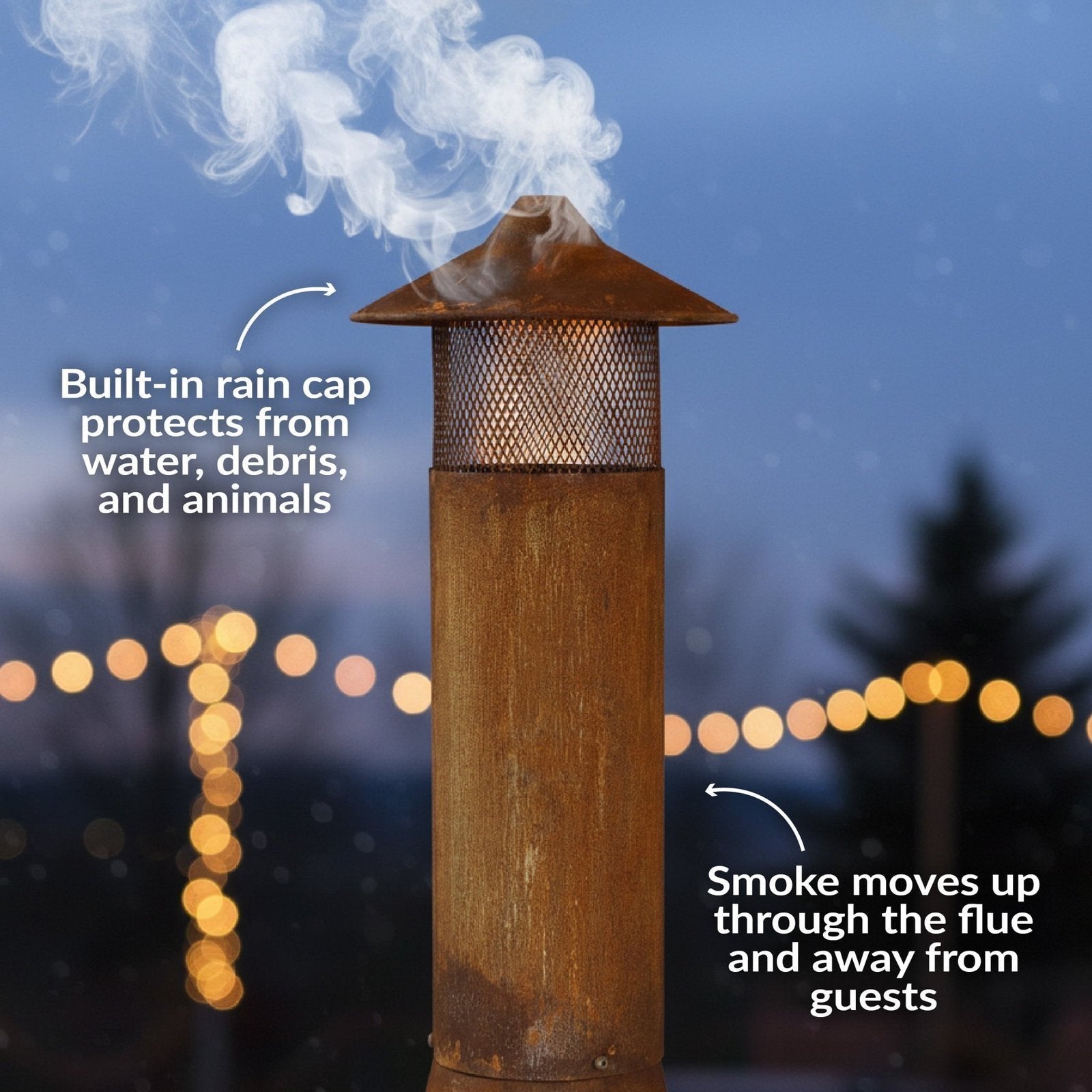 Sunnydaze 70" Rust Patina Finish Steel Wood-Burning Chiminea with Spark Screen