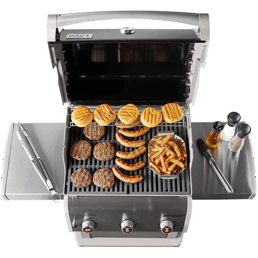 Weber 47510001 Spirit E-310 3-Burner Natural GAS Black Bundle with Generic Grill Cover Barbecue Drip Pans Set of 3