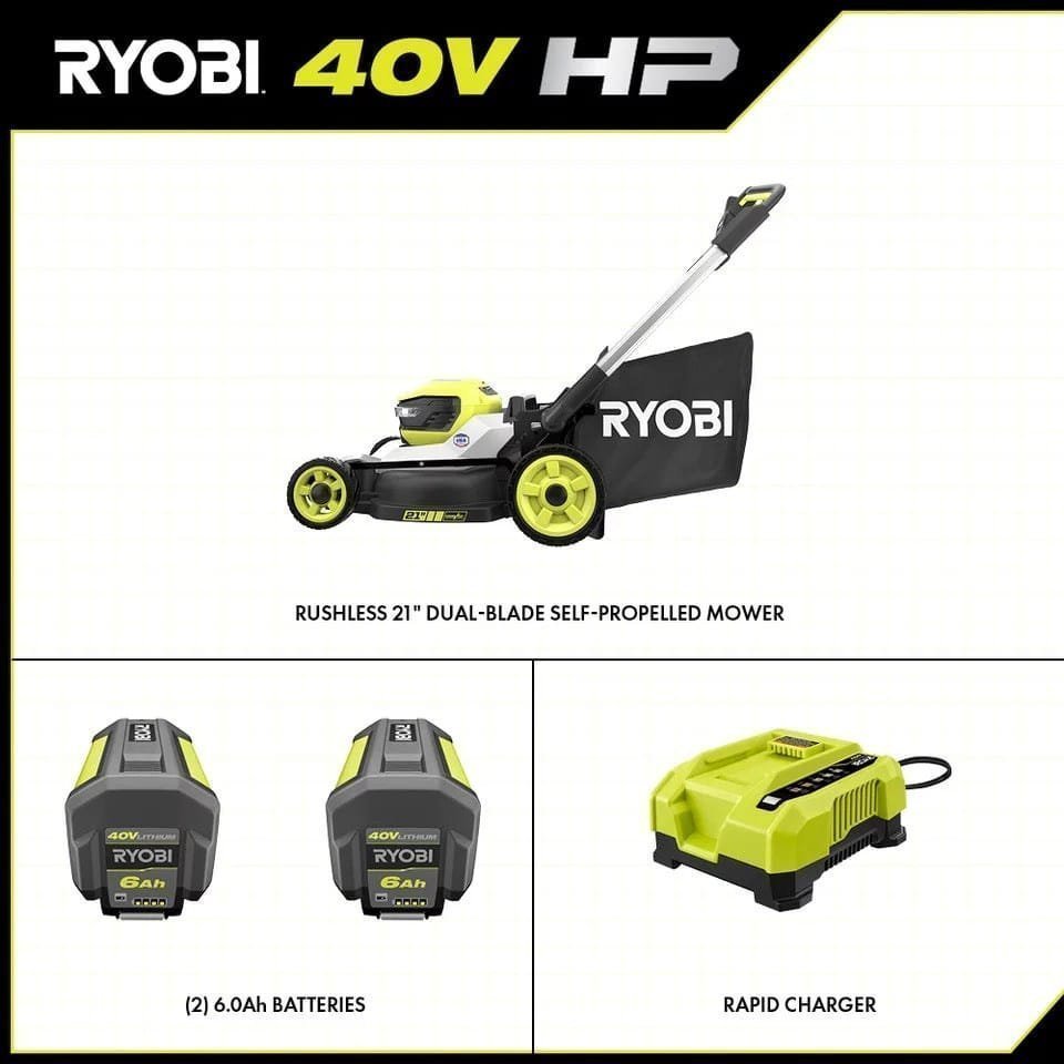 40V HP Brushless 21" Cordless Battery Self-Propelled Lawn Mower with Dual Blades