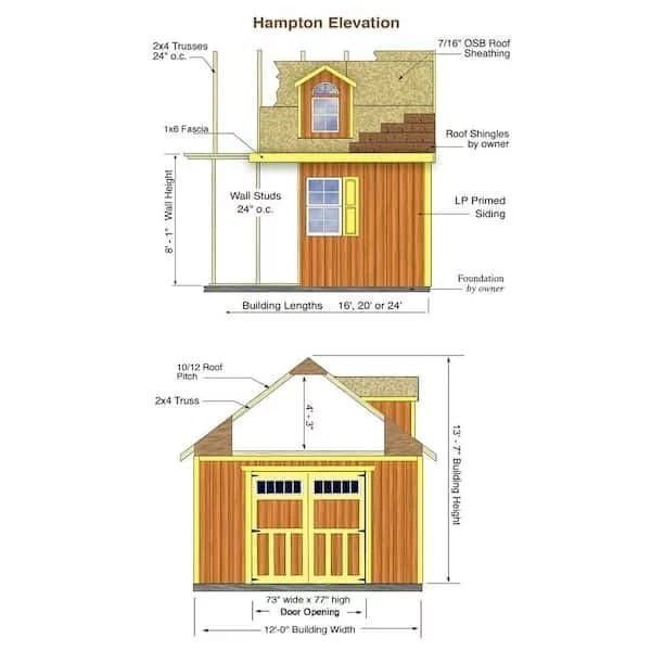 Best barns Hampton 12×24 Wood Storage Shed Kit Installation Included