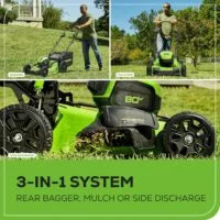 Greenworks 80V 21" Cordless Self-Propelled Lawn Mowers.