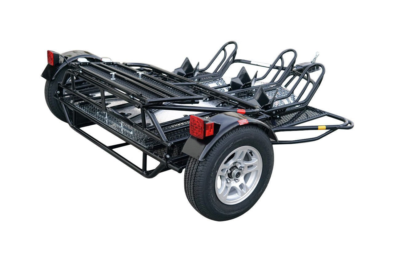 Stand, Store or Roll Ride-Up 3-Rail motorcycle Trailer