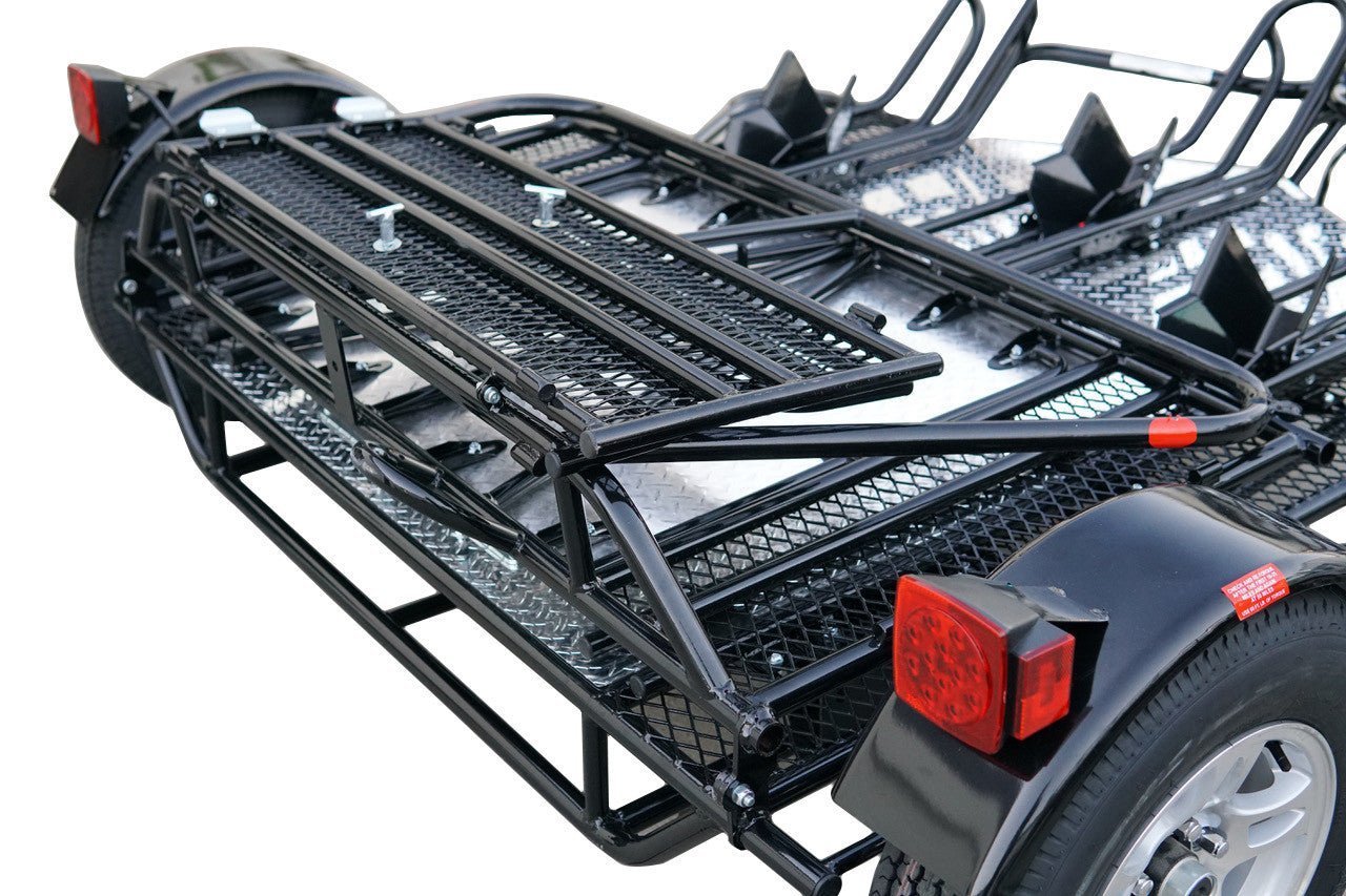 Stand, Store or Roll Ride-Up 3-Rail motorcycle Trailer