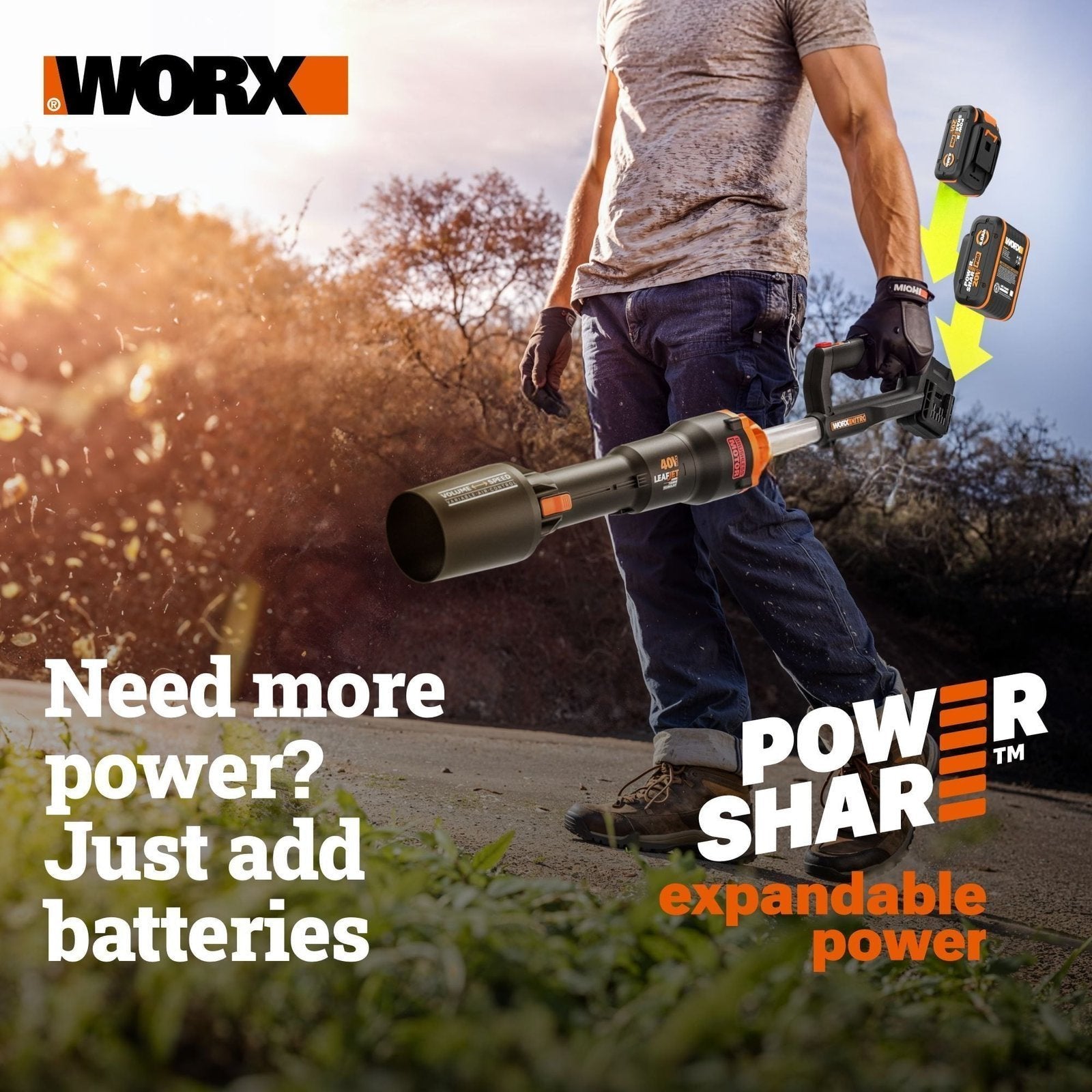 Worx WG471 40V Power Share 20" Cordless Snow Blower with Brushless