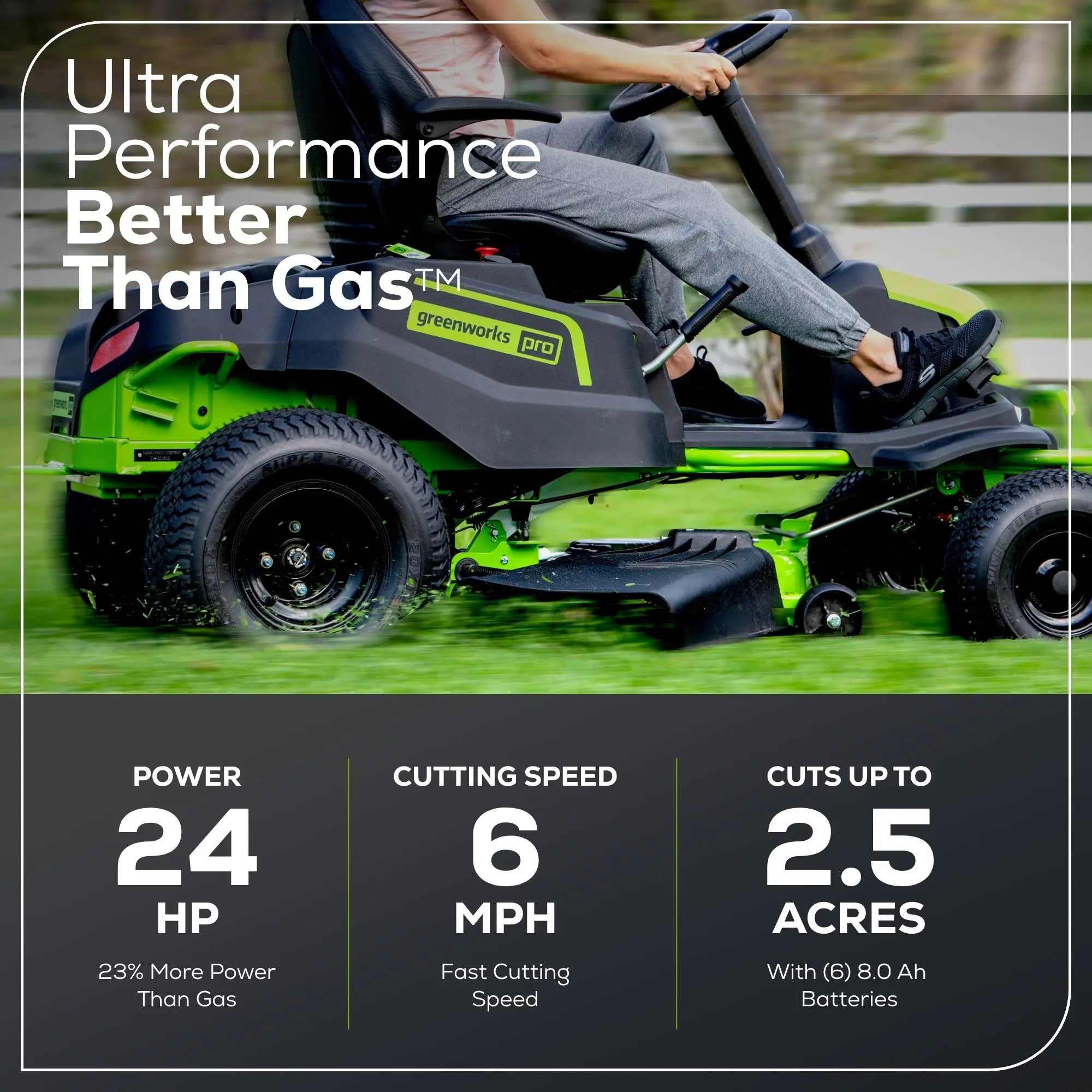 Greenworks 60V 42" Cordless Battery CrossoverT Riding Lawn Mowers.