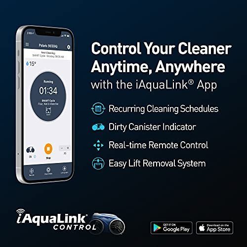 Polaris 9650iQ Sport Robotic Cleaner, Automatic Vacuum for InGround Pools up to 60ft, Smart App, WiFi, Amazon Alexa, 70ft Swivel Cable w/Strong Suc...