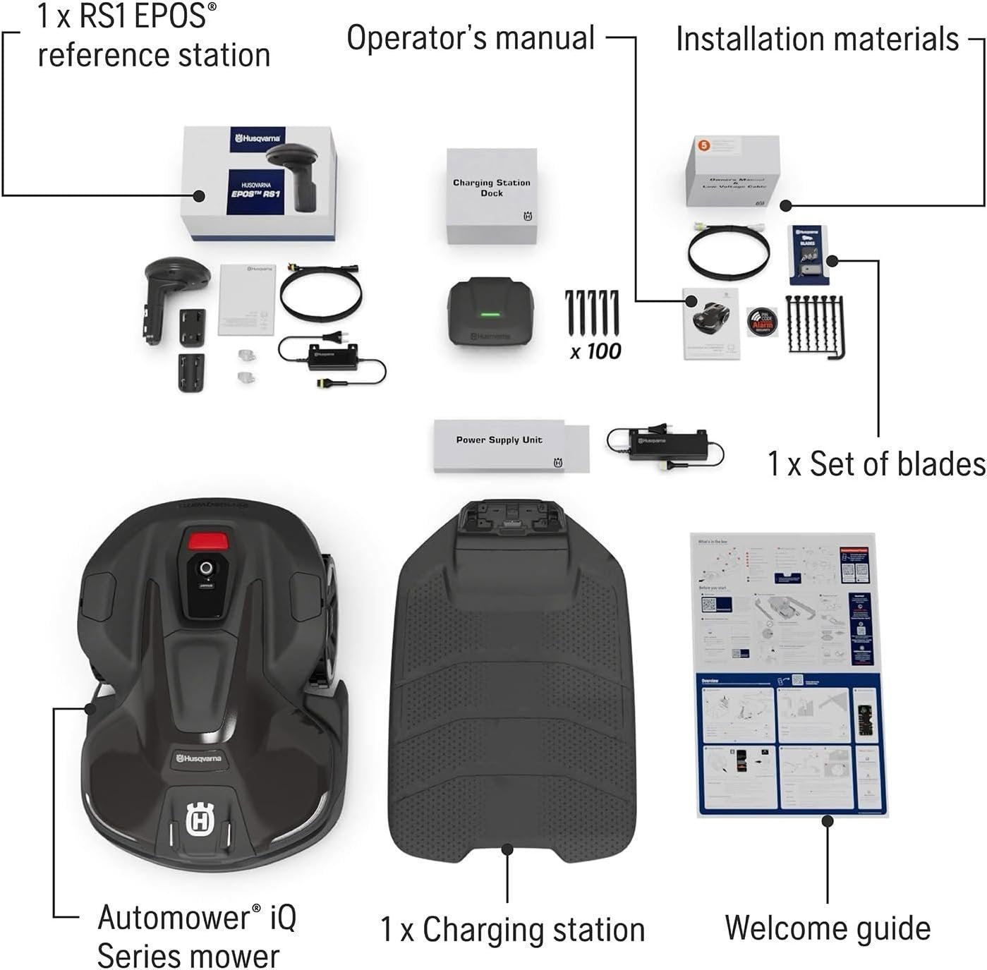 Husqvarna 440iQ Robotic Lawn Mower, 2 Acre, Wire-Free, Charging Station