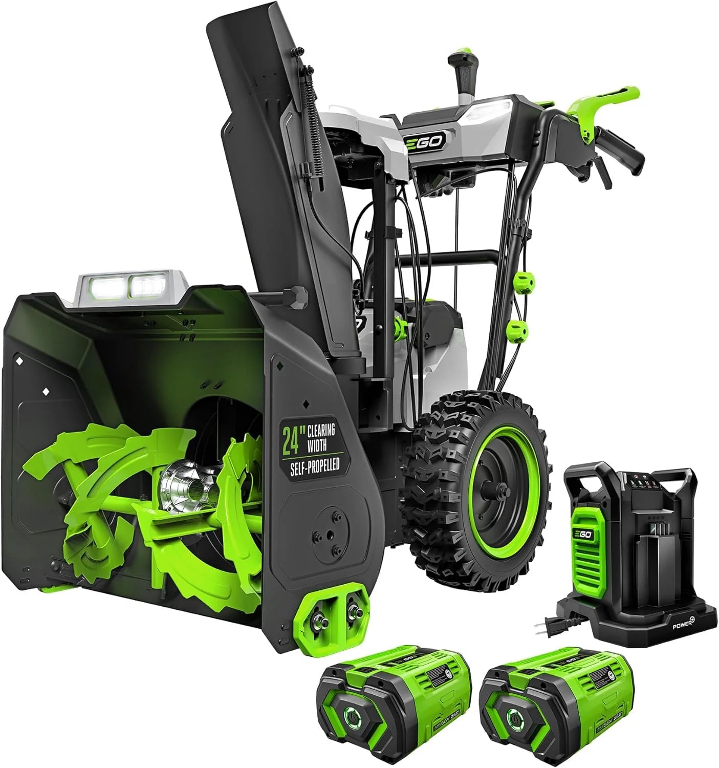 EGO Power+ SNT2405 24-Inch 56V Self-Propelled 2-Stage Cordless Electric Snow Blower with (2) 7.5Ah Batteries & Dual-Port Charger