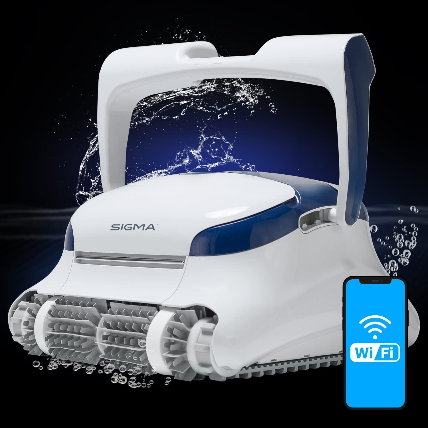 Dolphin Sigma Robotic Pool Cleaner (2024 Model) — Wi-Fi, App, Gyroscope, Weekly Timer, Waterline Cleaning & Massive Top-Loading Ultra-Fine and Stan...