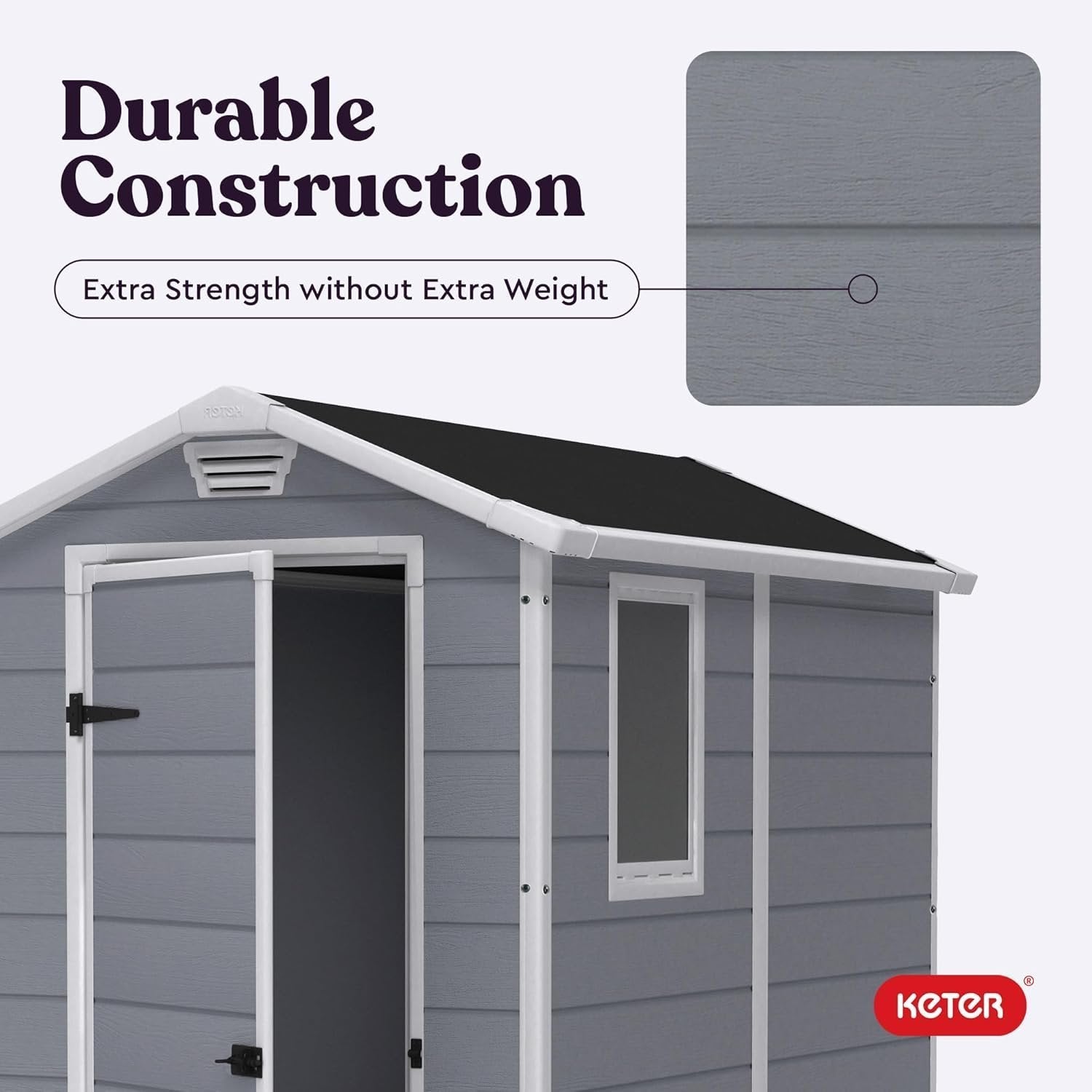 Keter Manor 4×6 Resin Outdoor Storage Shed Kit-Perfect to Store Patio Furniture, Garden Tools Bike Accessories, Beach Chairs and Lawn Mower, Grey &...