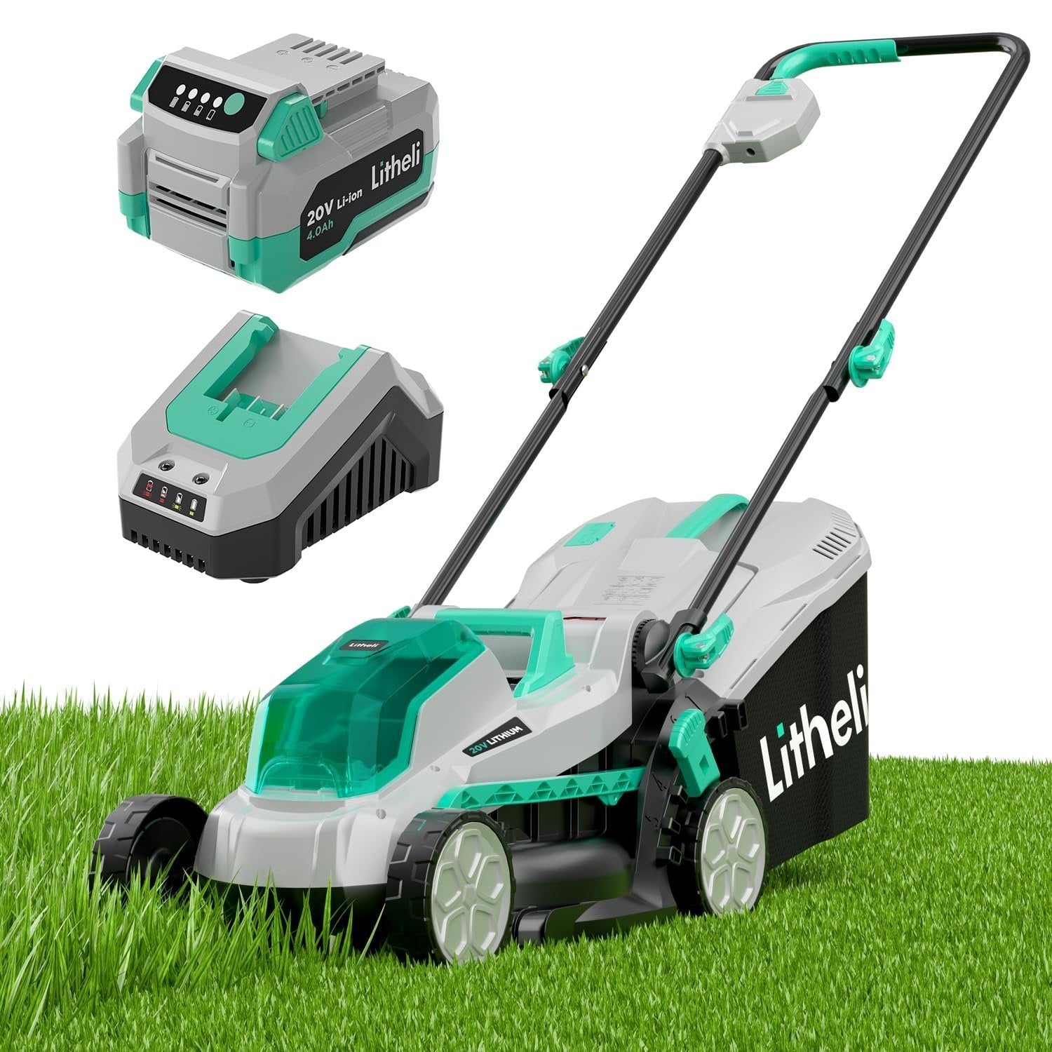 Litheli 13" 20V Cordless Lawn Mower with 4.0Ah Battery