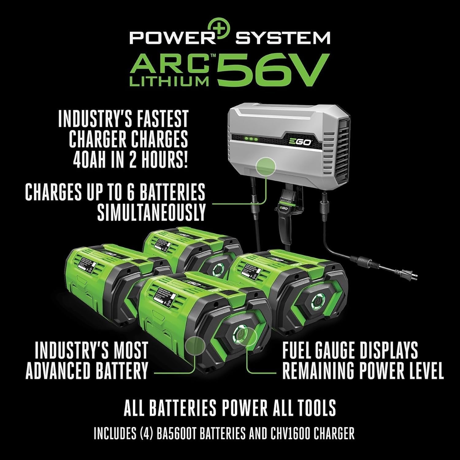EGO Power+ Electric Riding Lawn Mower, 42" Deck with Zero Turn Radius, Includes (4) 56V 10.0Ah Batteries and Charger – ZT4204L