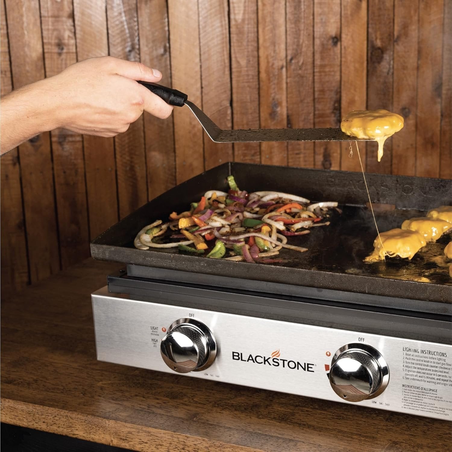 Blackstone 22" Portable Tabletop Griddle – Dual Burner Flat Top Grill, 24,000 BTU Propane with Stainless Steel Faceplate & Rear Grease System