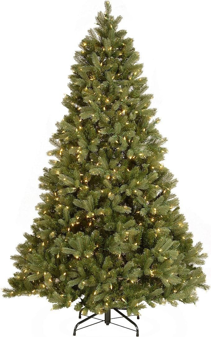 National Tree Company Pre-Lit ‘Feel Real’ Artificial Full Downswept Christmas Tree, Green, Douglas Fir, Dual Color LED Lights, Includes PowerConnec...
