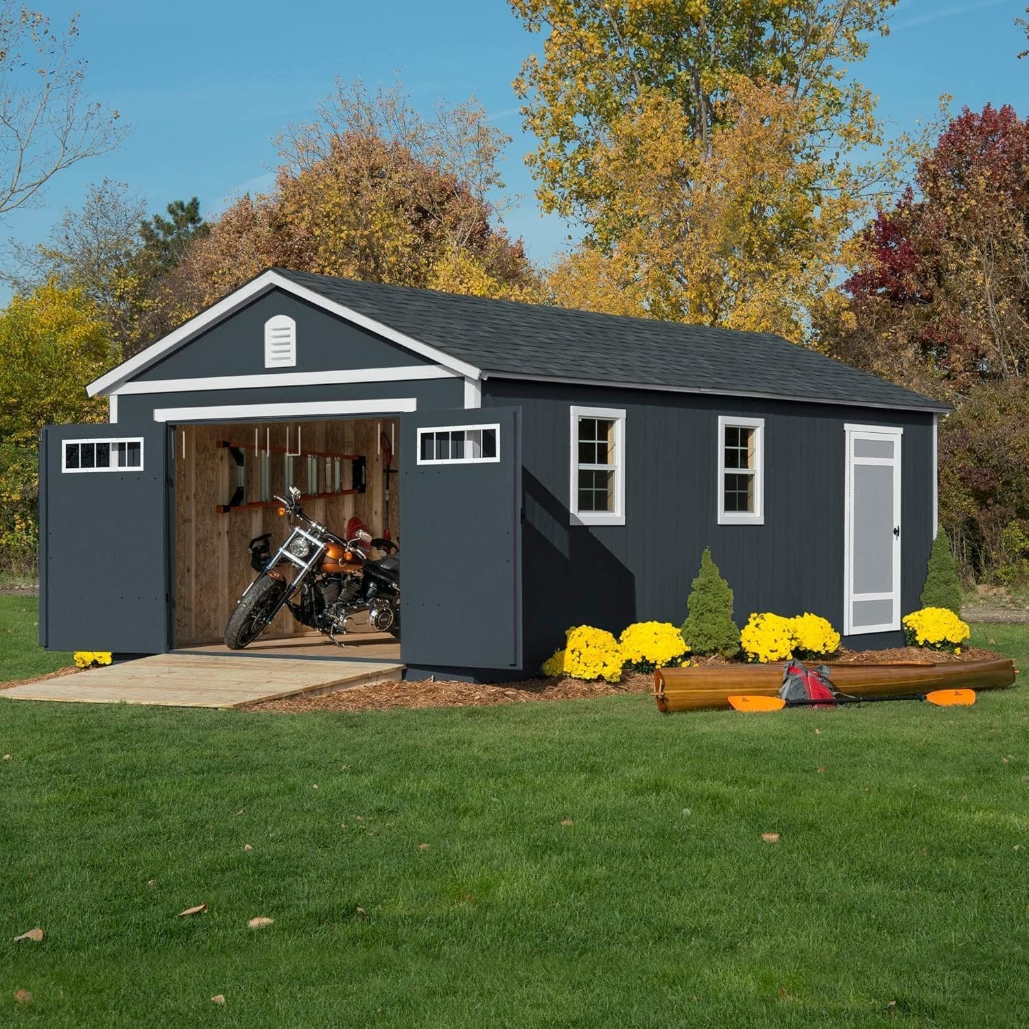 Handy Home Products Manhattan 12×24 Garage Do-it-Yourself Wooden Storage Shed, Does not Include Paint and Roofing Shingles