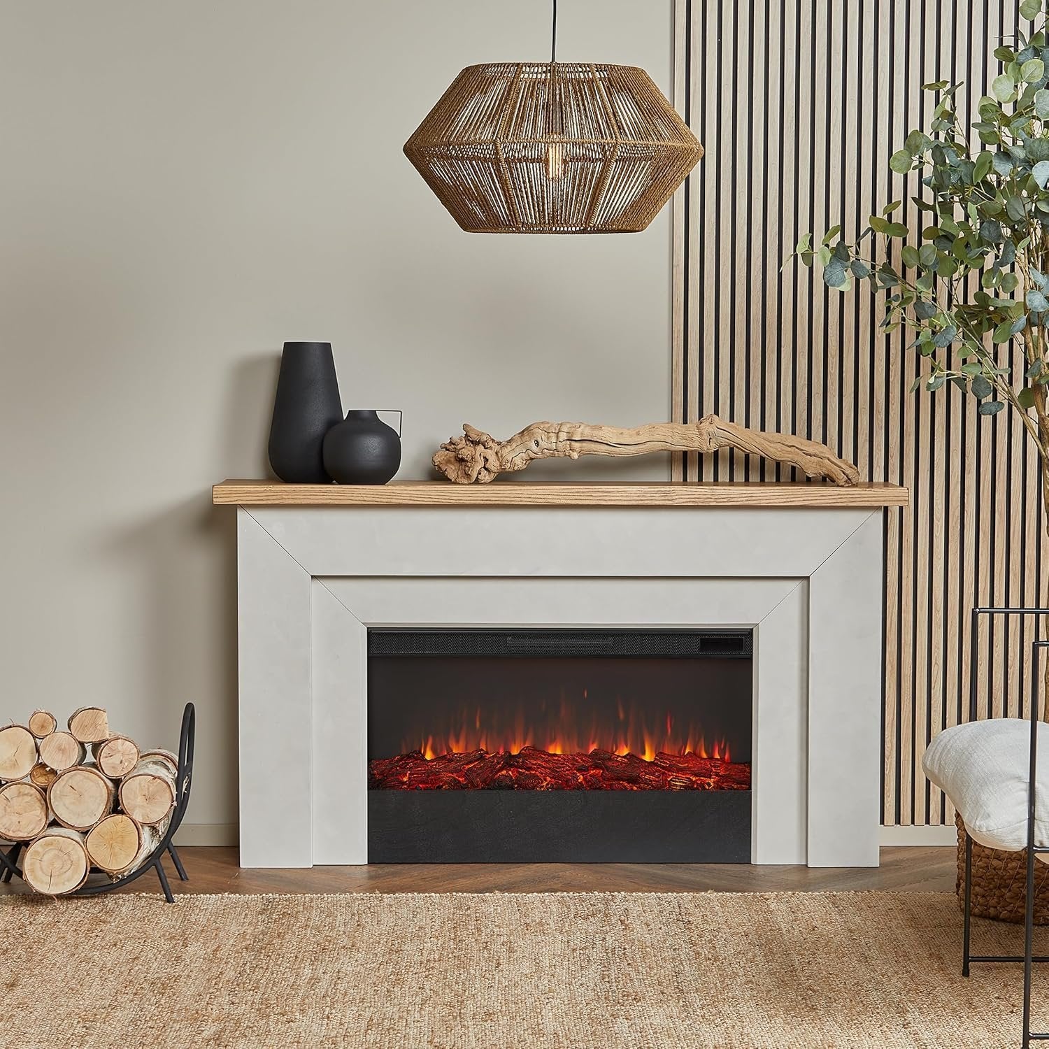 Real Flame Malie 68" Electric Fireplace with Mantel & Remote Control