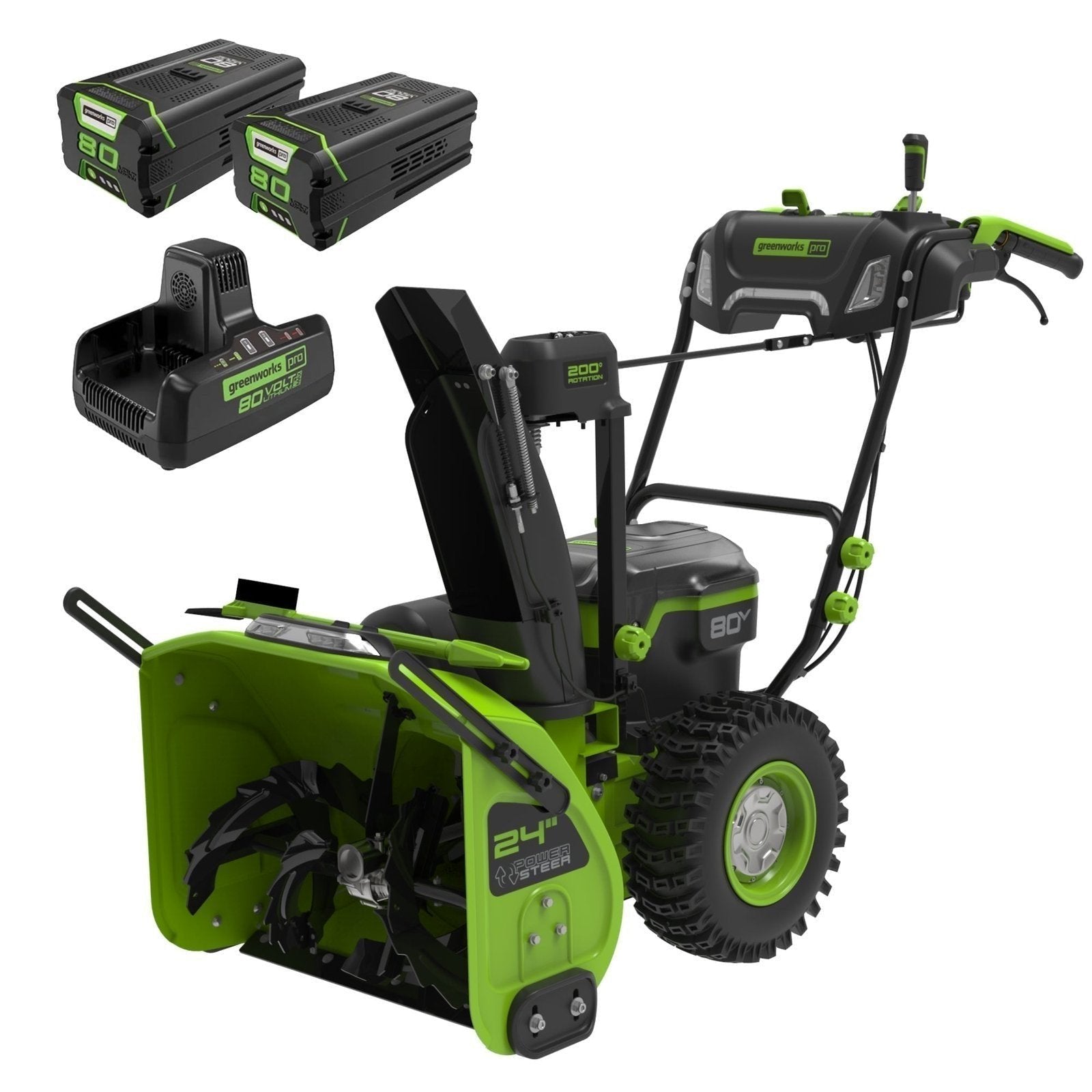 80V 24" Cordless Battery Two-Stage Snow Blower w/ Two (2) 5.0 Ah Batteries & Dual-Port Rapid Charger