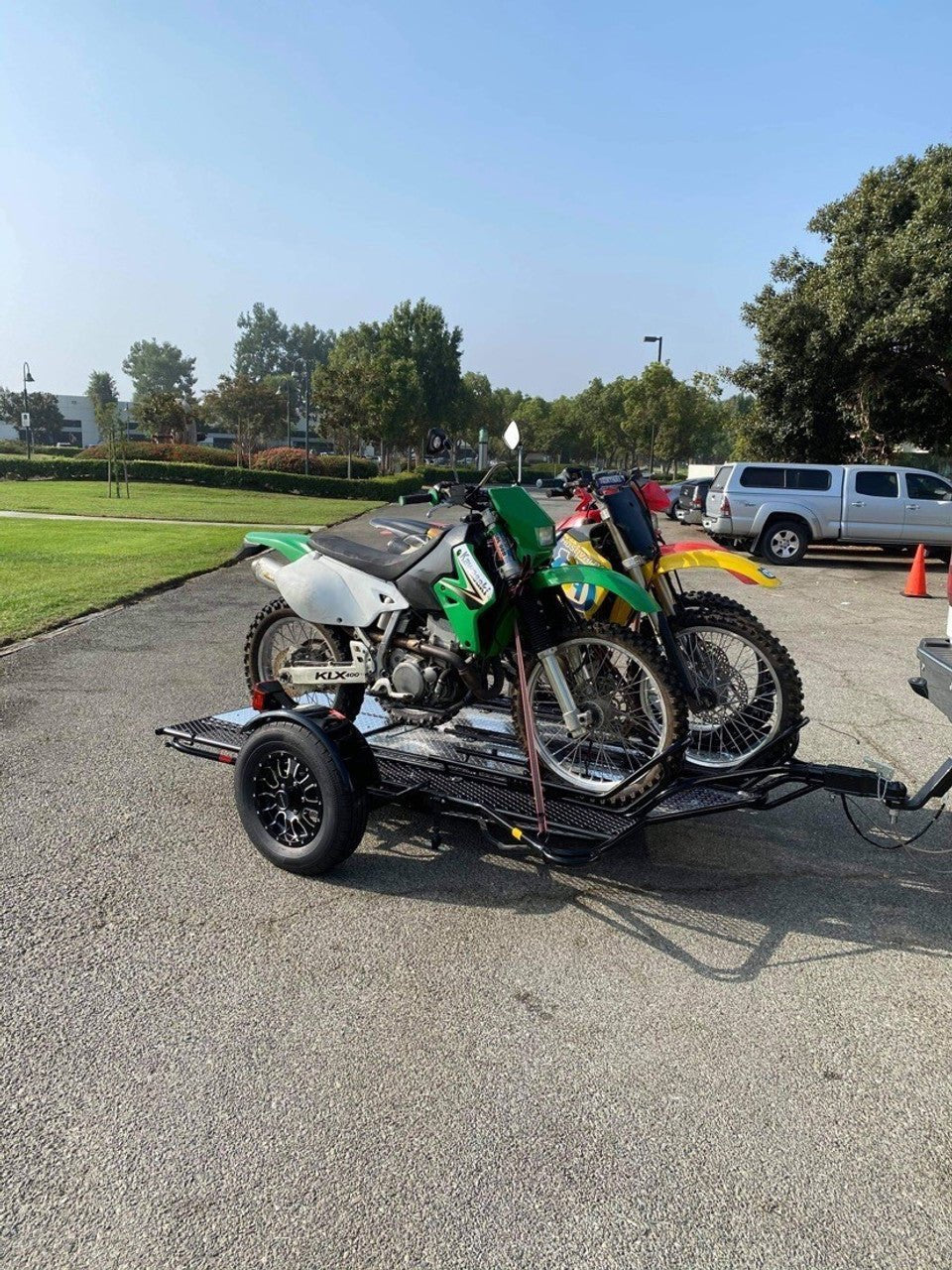 Stand, Store or Roll Ride-Up 3-Rail motorcycle Trailer