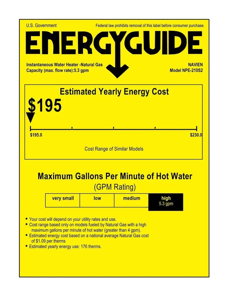 Navien NPE-210S2 High efficiency Condensing Tankless Water Heater
