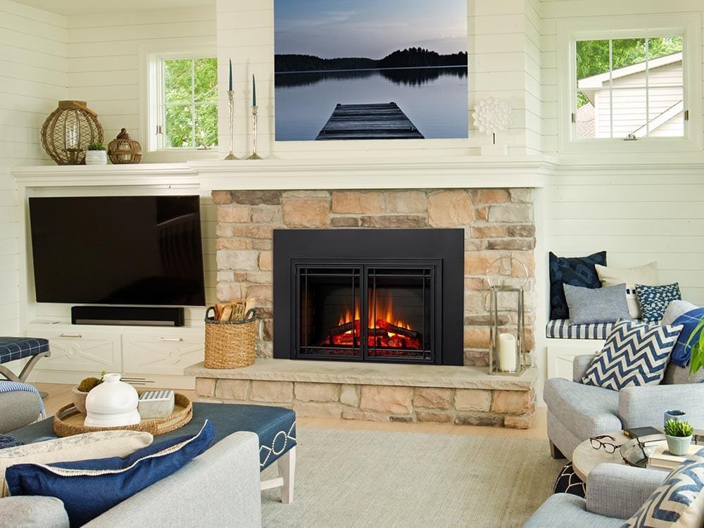 SimpliFire 30-In Electric Fireplace Insert with LED Flame and Multi-Color Ember Bed
