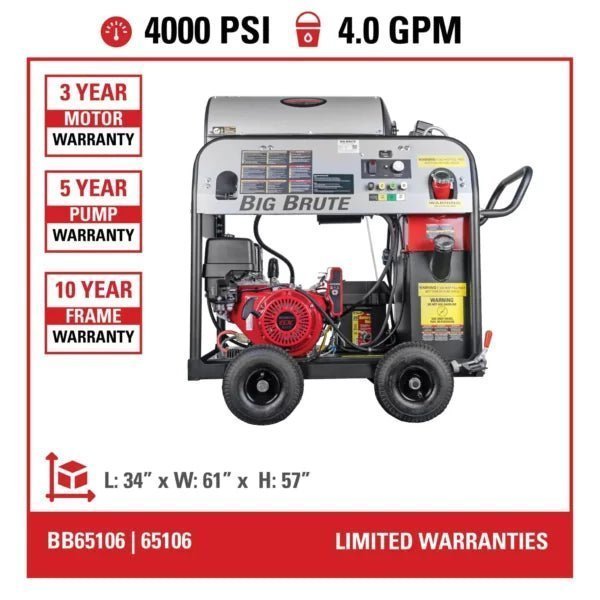 Simpson BB65106 Big Brute Professional 4000 PSI (Gas- Water) Pressure Washer