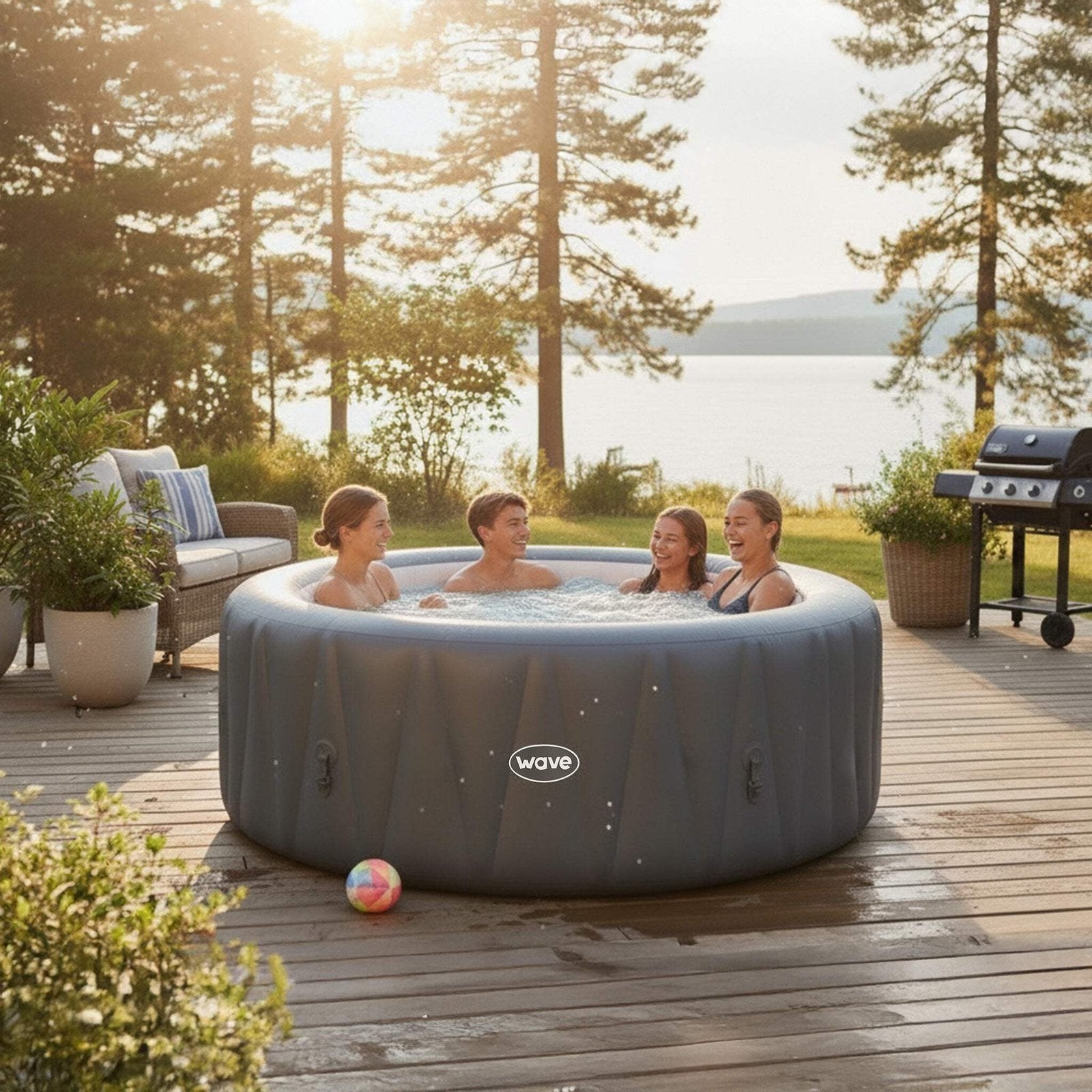 Wave Atlantic 6 Person Round Inflatable Tub, Navy