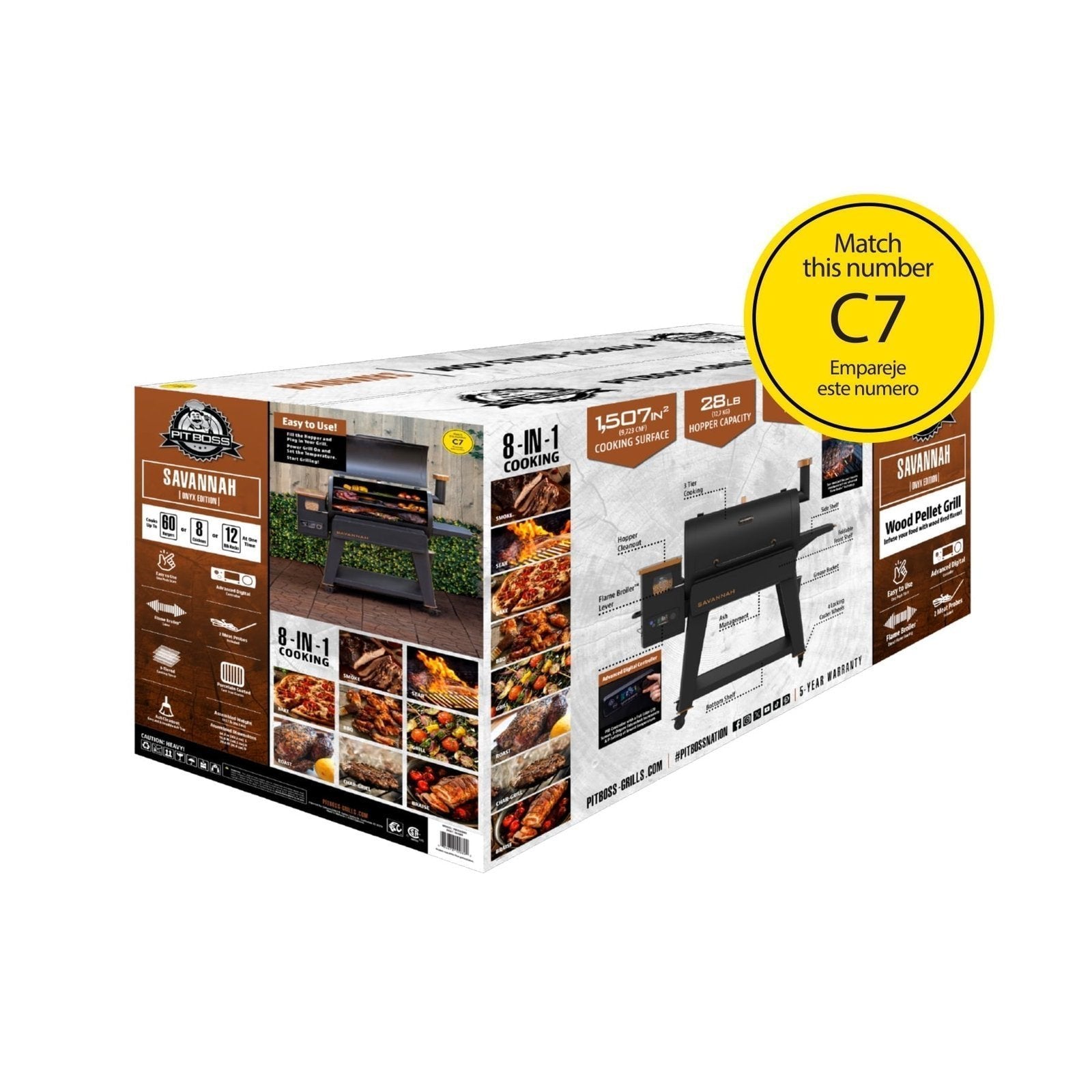 Pit Boss Pellet Smoker, Savannah 1500 Square Inch Wood Fired Pellet Grill, Onyx Series