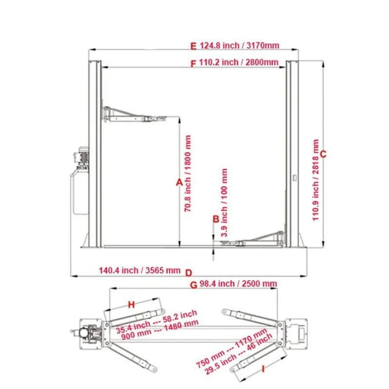 KATOOL KT-H105 Two Post Lift 10,000 lbs Capacity